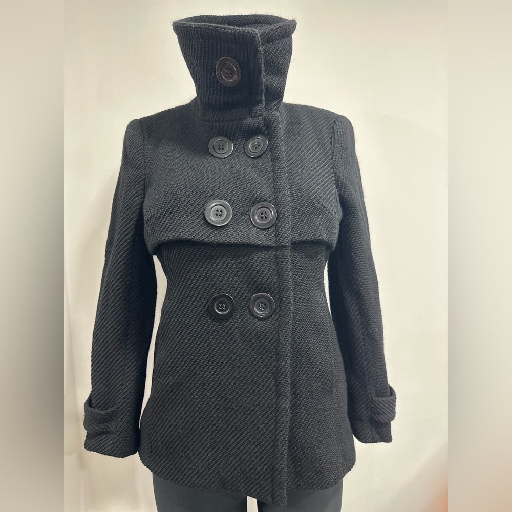 Trina Turk Black Wool Peacoat Women’s Size 8 Pockets Lined Jacket - Picture 2 of 10